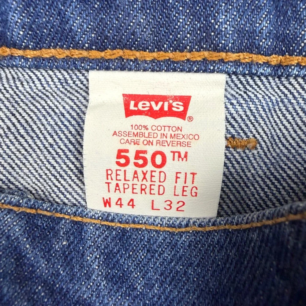 Vintage Levi's 550 Mens 44x32 Blue Relaxed Fit Tapered Leg Orange Tab Jeans 1996